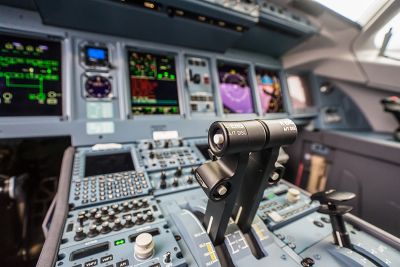 Workplace dreamed of by student pilots: cockpit of an air line airplane
